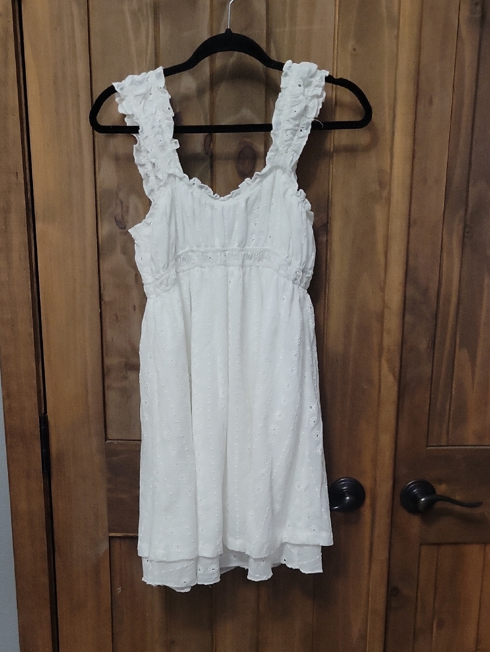 White Eyelet Ruffle Strap Sundress